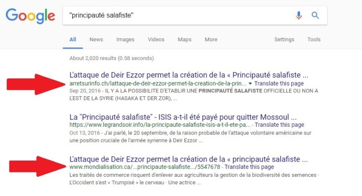 principauté salafiste-résultats google-inde
