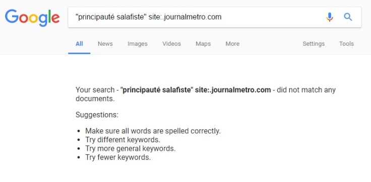 principauté salafiste-résultats google-metro