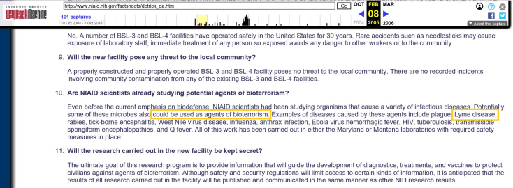 NIH Lyme as bioterrorism agent
