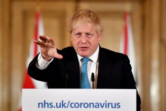 FILE PHOTO: British PM Johnson gives daily address to nation on coronavirus in London