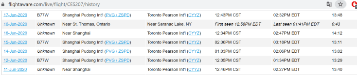 China Eastern flight history2